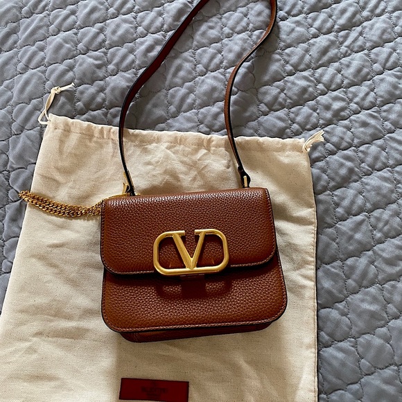 Valentino Garavani Handbags - Valentino Vsling bag small, tan color used once. Stickers still intact.